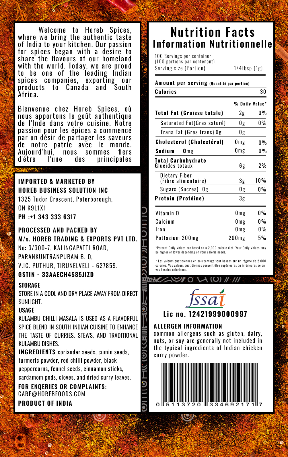 Chicken Curry Hot - Back